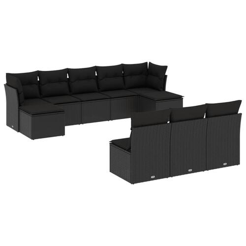 Sofasæt til haven 10 dele med hynder polyrattan sort