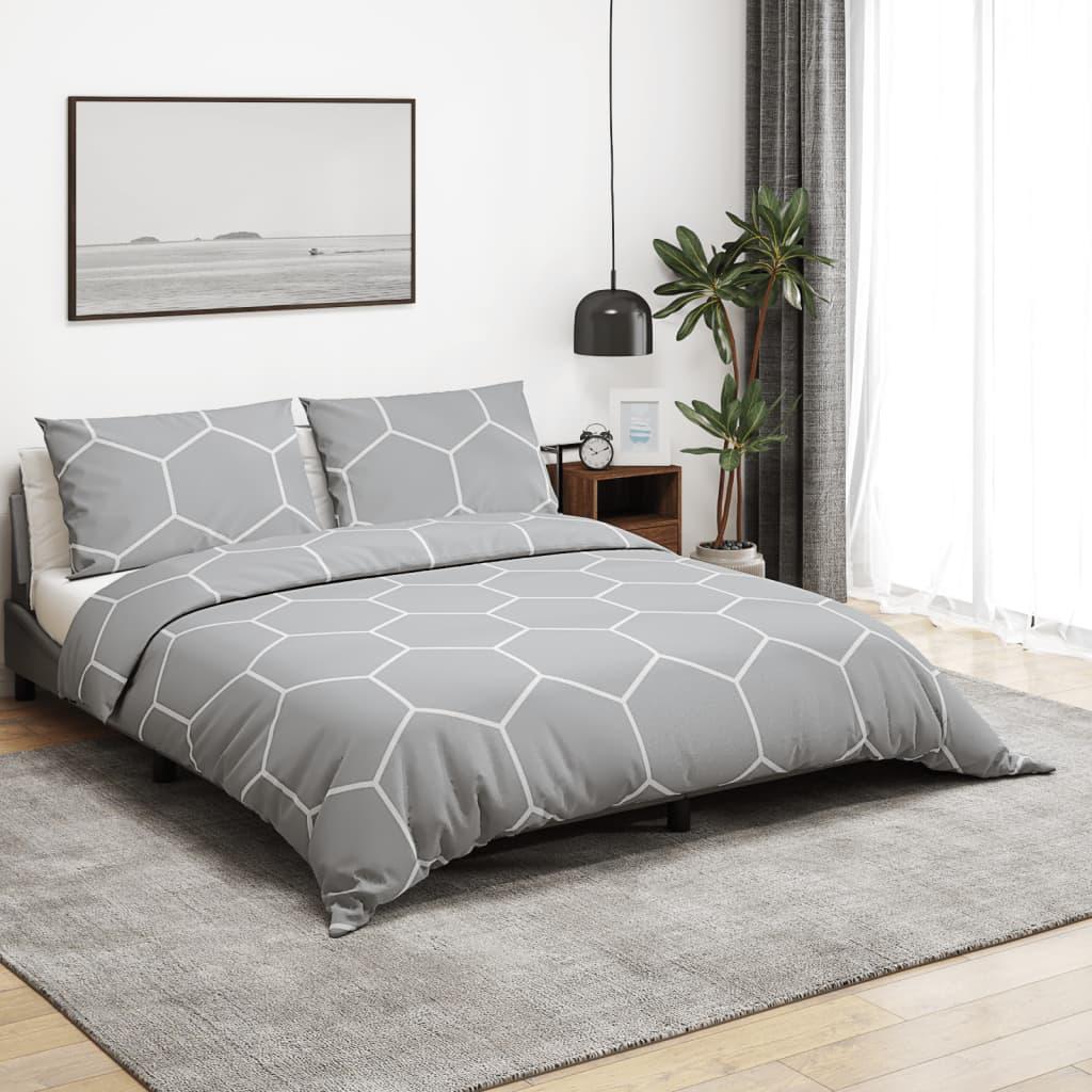 Sengetøj 200x200 cm bomuld grå billede