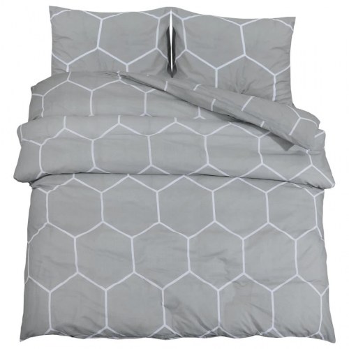 Sengetøjssæt 200x200 cm - 100 % bomuld, grå