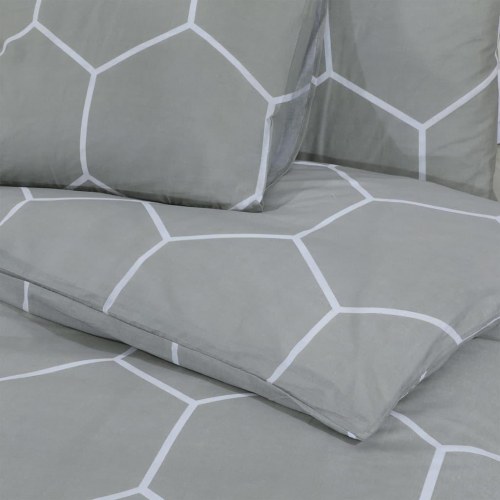 Sengetøjssæt 200x200 cm - 100 % bomuld, grå