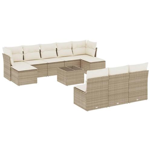 Sofasæt til haven 11 dele med hynder polyrattan beige