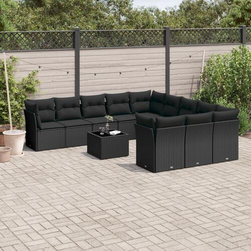 Sofasæt til haven 12 dele med hynder polyrattan sort