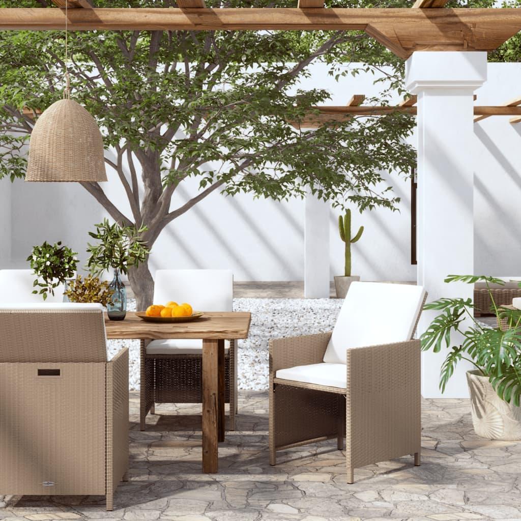 Havestole 4 stk. med hynder polyrattan beige