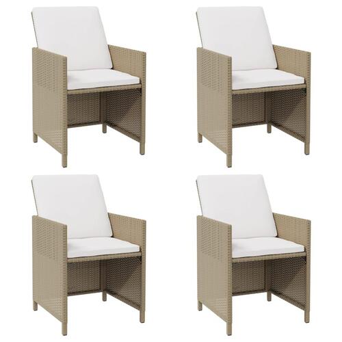 Havestole 4 stk. med hynder polyrattan beige
