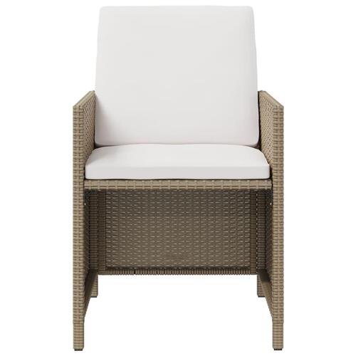 Havestole 4 stk. med hynder polyrattan beige