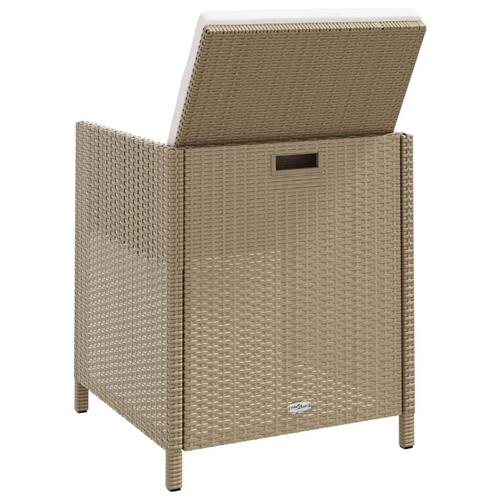 Havestole 4 stk. med hynder polyrattan beige