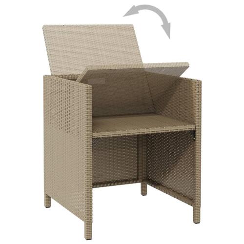 Havestole 4 stk. med hynder polyrattan beige