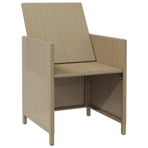 Havestole 4 stk. med hynder polyrattan beige