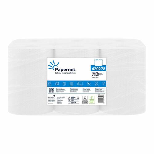 Håndtørringspapir Papernet Autocut 418997 Hvid Dobbelt lag 6 enheder