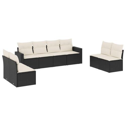 Sofasæt til haven 8 dele med hynder polyrattan sort