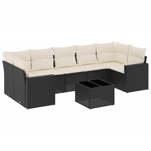 Sofasæt til haven 8 dele med hynder polyrattan sort