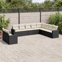 Sofasæt til haven 10 dele med hynder polyrattan sort
