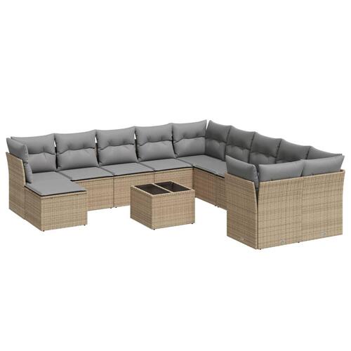 Sofasæt til haven 12 dele med hynder polyrattan beige