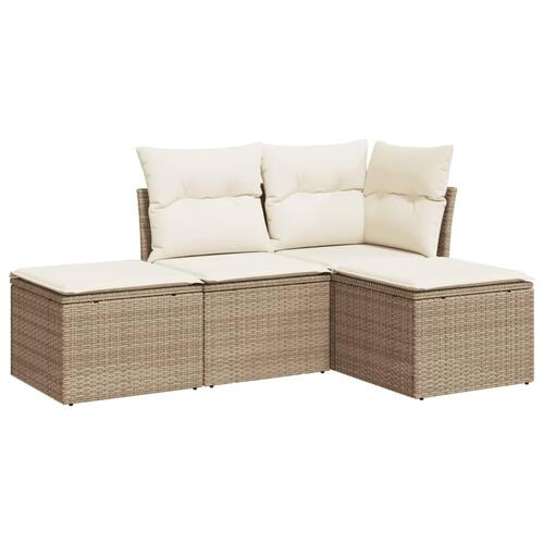 Sofasæt til haven 4 dele med hynder polyrattan beige