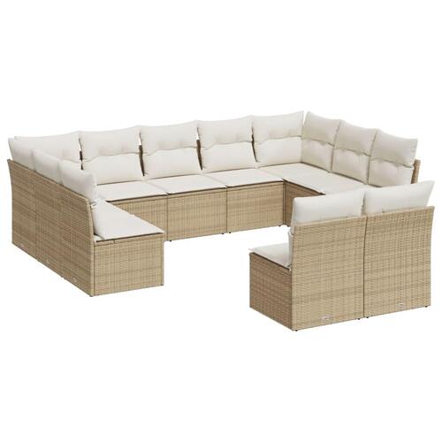 Sofasæt til haven 11 dele med hynder polyrattan beige