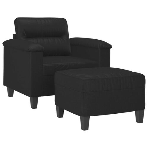 Sofastol med fodskammel 60 cm kunstlæder sort