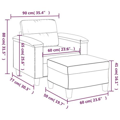 Sofastol med fodskammel 60 cm kunstlæder sort