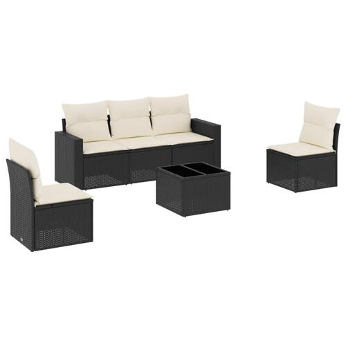 Sofasæt til haven 6 dele med hynder polyrattan sort