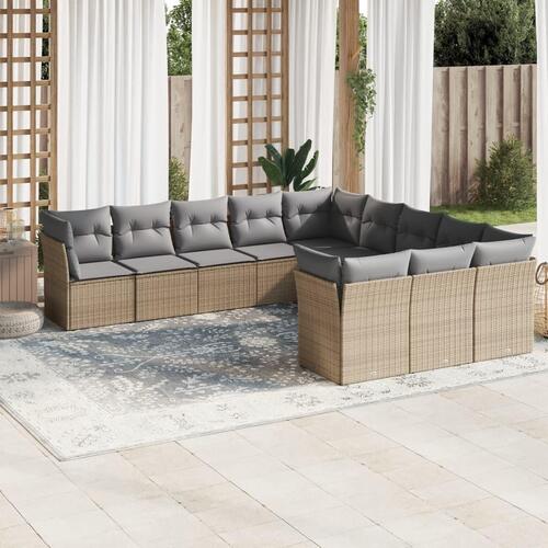 Sofasæt til haven 11 dele med hynder polyrattan beige