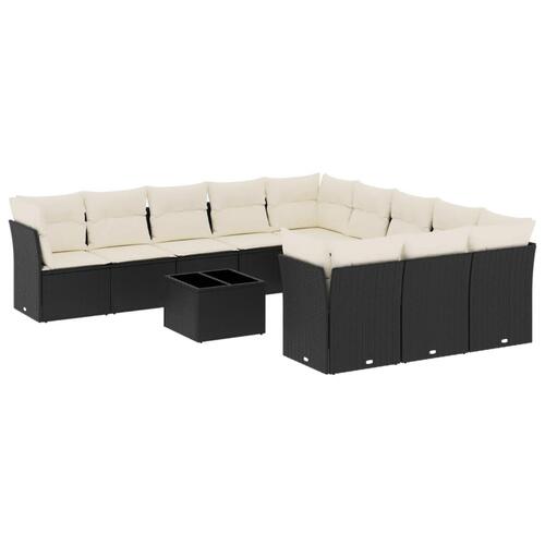 Sofasæt til haven 12 dele med hynder polyrattan sort