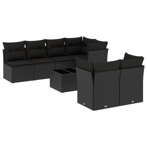 Sofasæt til haven 8 dele med hynder polyrattan sort