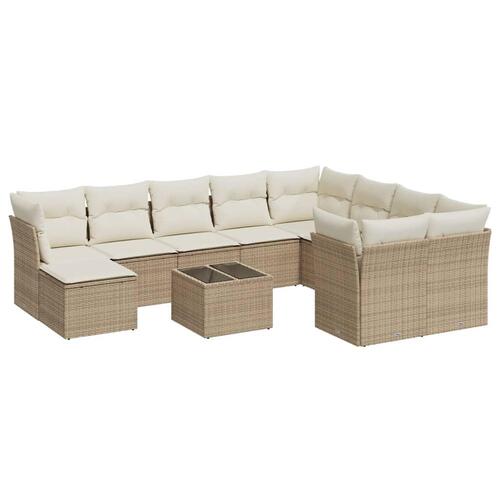 Sofasæt til haven 11 dele med hynder polyrattan beige