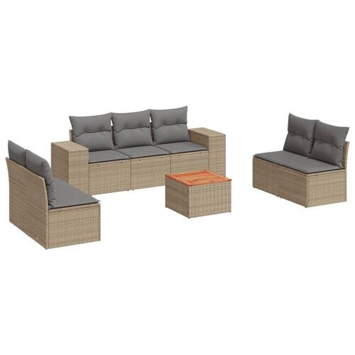 Sofasæt til haven 8 dele med hynder polyrattan beige