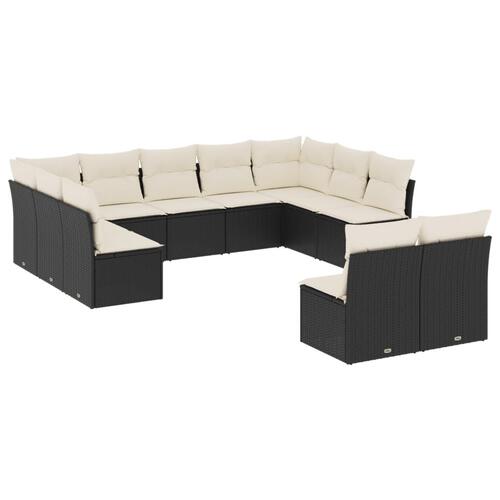 Sofasæt til haven 11 dele med hynder polyrattan sort