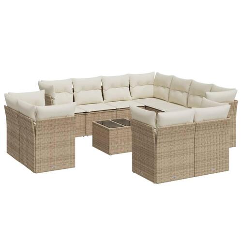 Sofasæt til haven 12 dele med hynder polyrattan beige