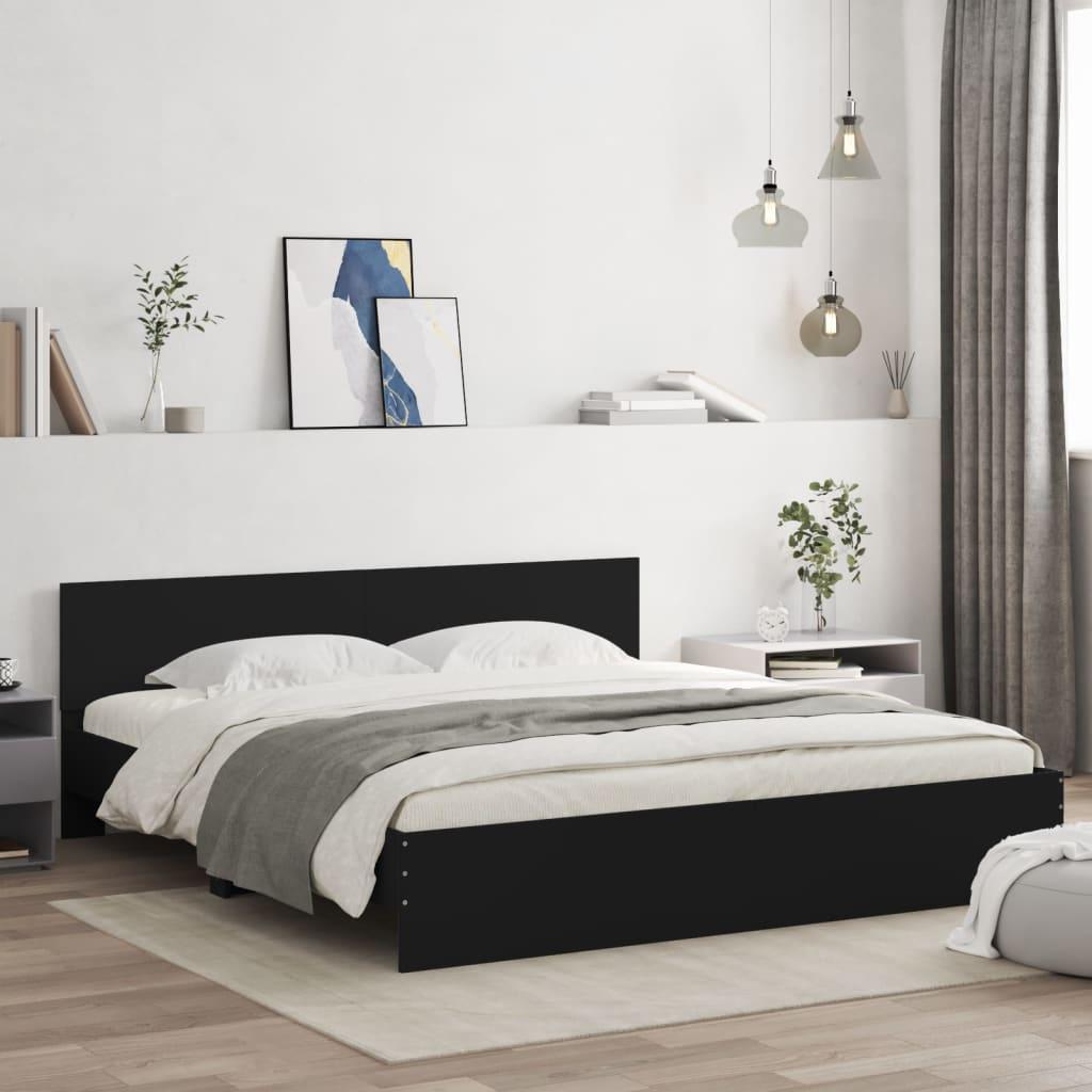 Sengeramme med sengegavl 200×200 cm - sort