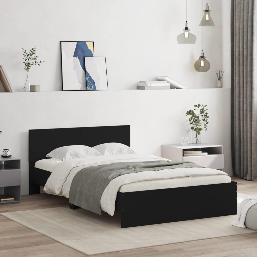 Sengeramme med sengegavl 135×190 cm - sort