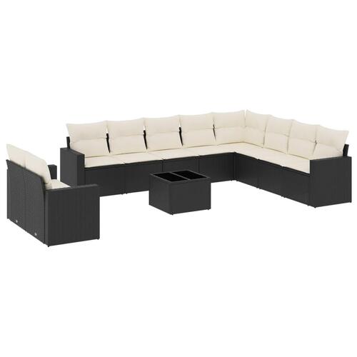 Sofasæt til haven 11 dele med hynder polyrattan sort