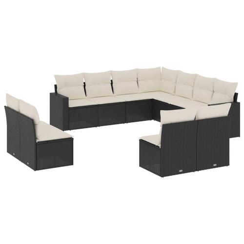 Sofasæt til haven 11 dele med hynder polyrattan sort