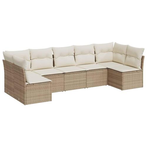 Sofasæt til haven 7 dele med hynder polyrattan beige