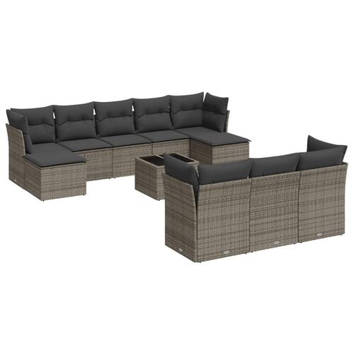 Sofasæt til haven 10 dele med hynder polyrattan grå