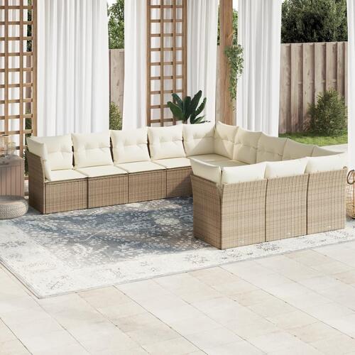 Sofasæt til haven 11 dele med hynder polyrattan beige