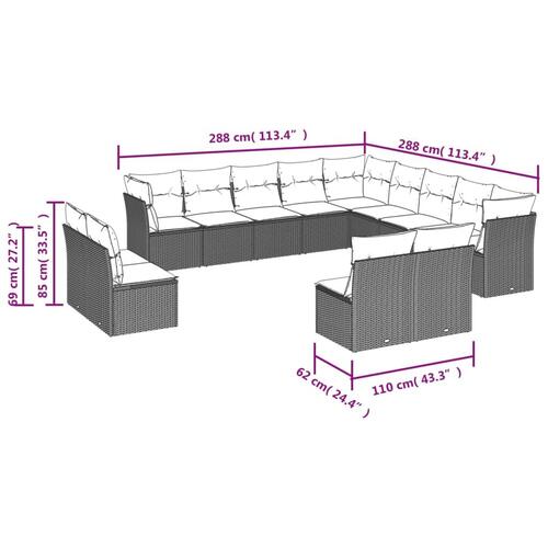 Sofasæt til haven 12 dele med hynder polyrattan grå