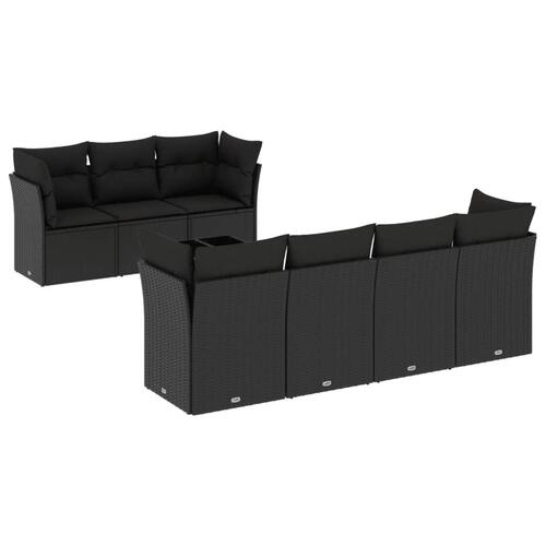 Sofasæt til haven 8 dele med hynder polyrattan sort