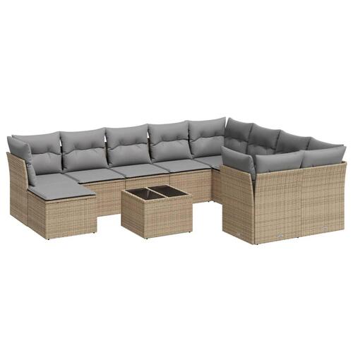 Sofasæt til haven 11 dele med hynder polyrattan beige
