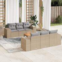 Sofasæt til haven 7 dele med hynder polyrattan beige
