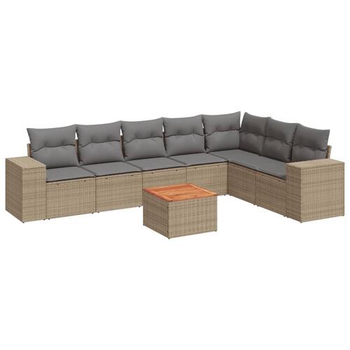 Sofasæt til haven 8 dele med hynder polyrattan beige