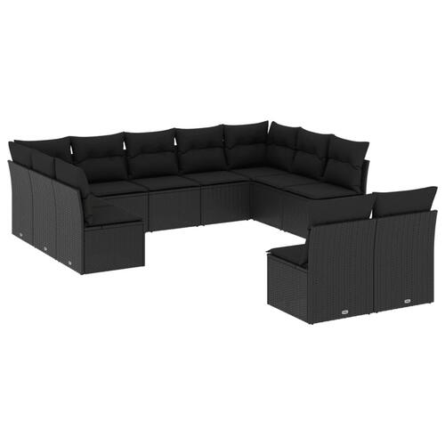 Sofasæt til haven 11 dele med hynder polyrattan sort