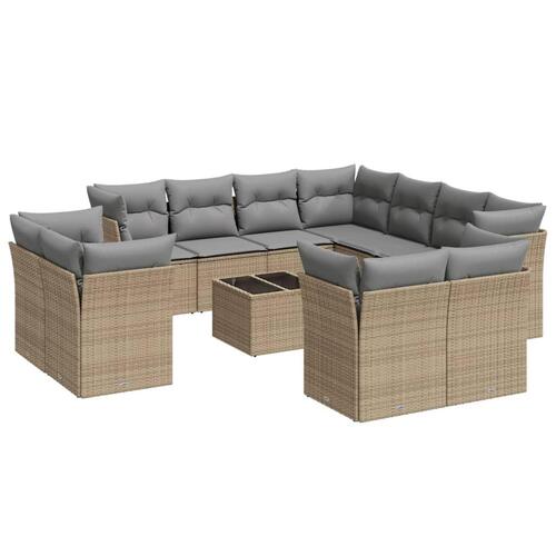 Sofasæt til haven 12 dele med hynder polyrattan beige