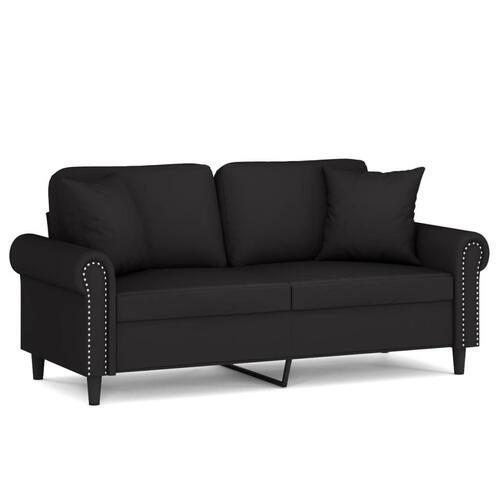 2-personers sofa med pyntepuder 140 cm velour sort