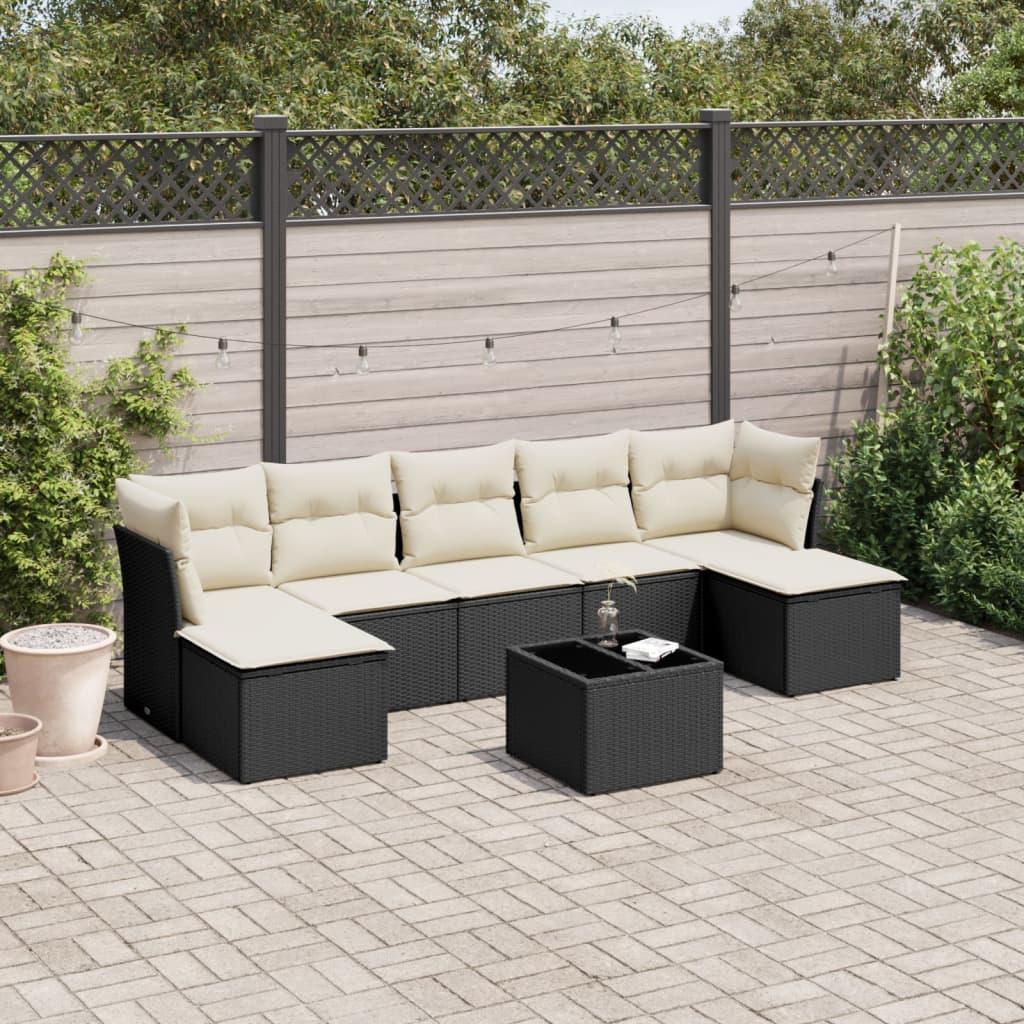 Sofasæt til haven 8 dele med hynder polyrattan sort