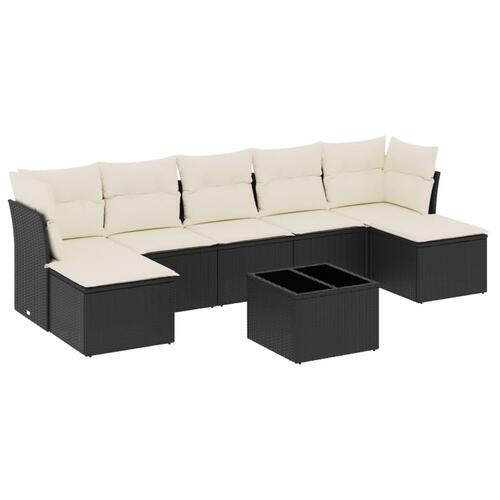 Sofasæt til haven 8 dele med hynder polyrattan sort
