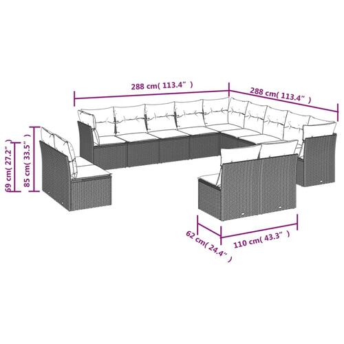 Sofasæt til haven 12 dele med hynder polyrattan beige