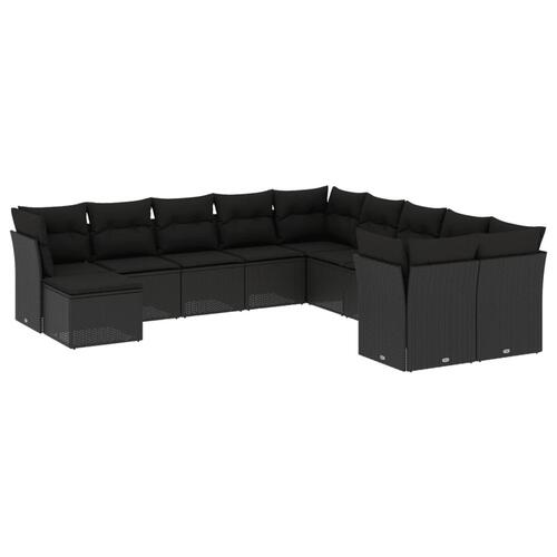 Sofasæt til haven 11 dele med hynder polyrattan sort