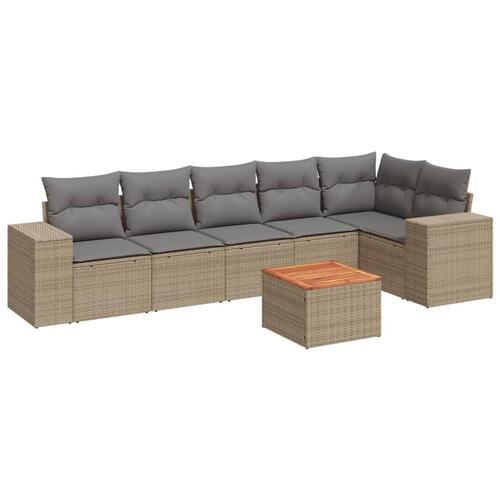 Sofasæt til haven 7 dele med hynder polyrattan beige