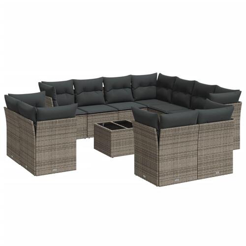 Sofasæt til haven 12 dele med hynder polyrattan grå